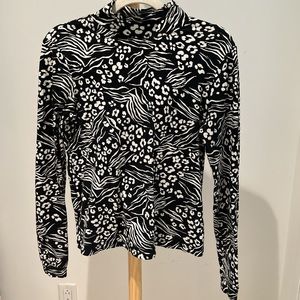 Anthropologie Animal Print Mock Neck Long Sleeve Top